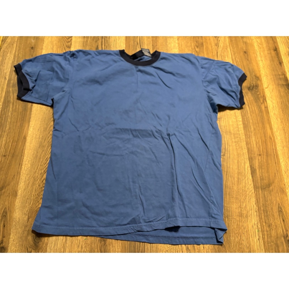 Puritan Shirt Mens Size Large Blue Ringer Tee Contrast Trim Cotton